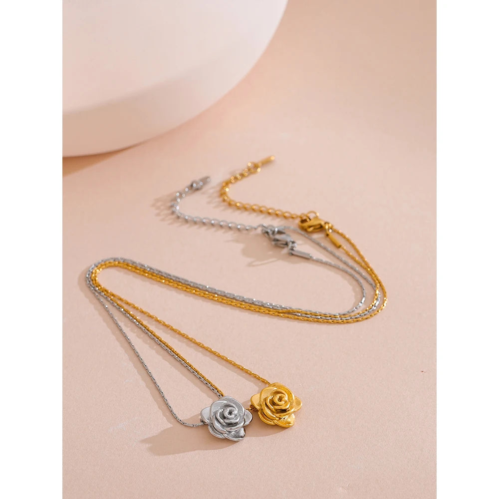 Colar Feminino Flor em Aço Inoxidável 3