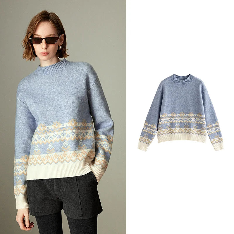 Suéter Grosso Fair Isle Azul-Claro