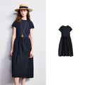 Vestido Midi de Liocel e Algodão com Recortes Sky Blue