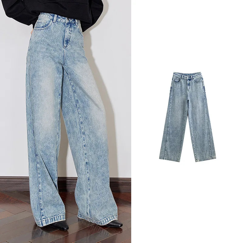 Calça Jeans Feminina Wide Leg Reta 100% Algodão