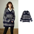Suéter Fair Isle Alongado com Decote V