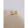 Yhpup Hot Style Metal Cherry Daily Small Earrings 316L Stainless Steel 18K PVD Plated Versatile Charm Jewelry Bijoux Femme