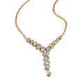 Colar Feminino em Y Gota com Zircônia em Aço Inoxidável Ouro