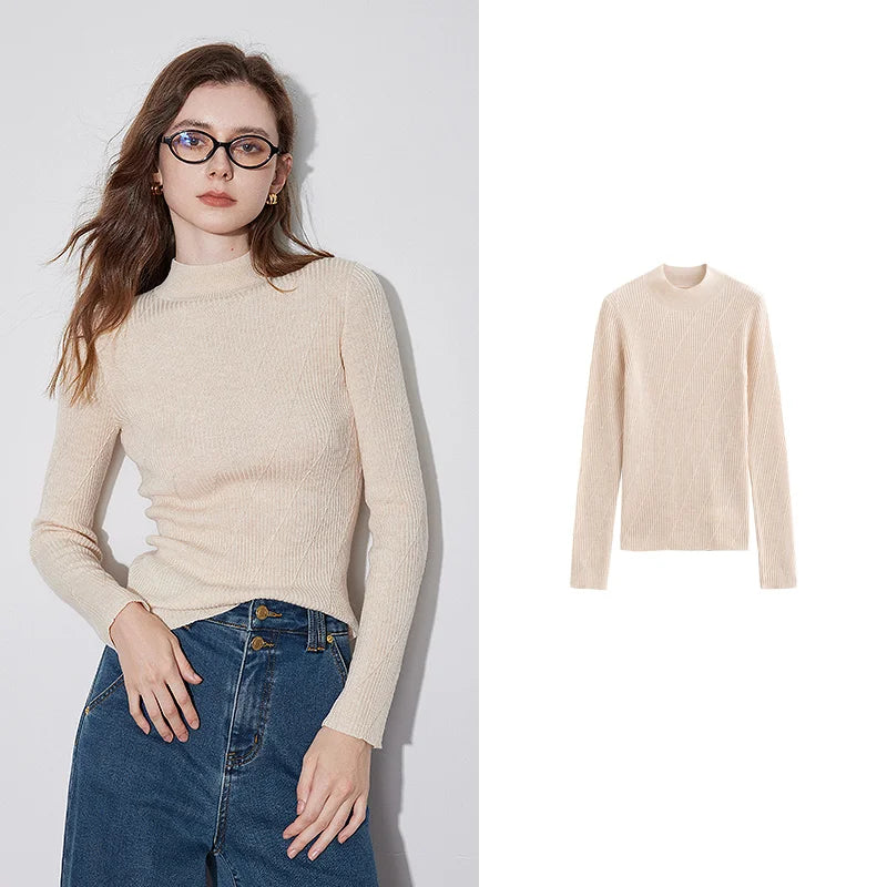 Suéter Feminino de Lã com Gola Alta Vermelho