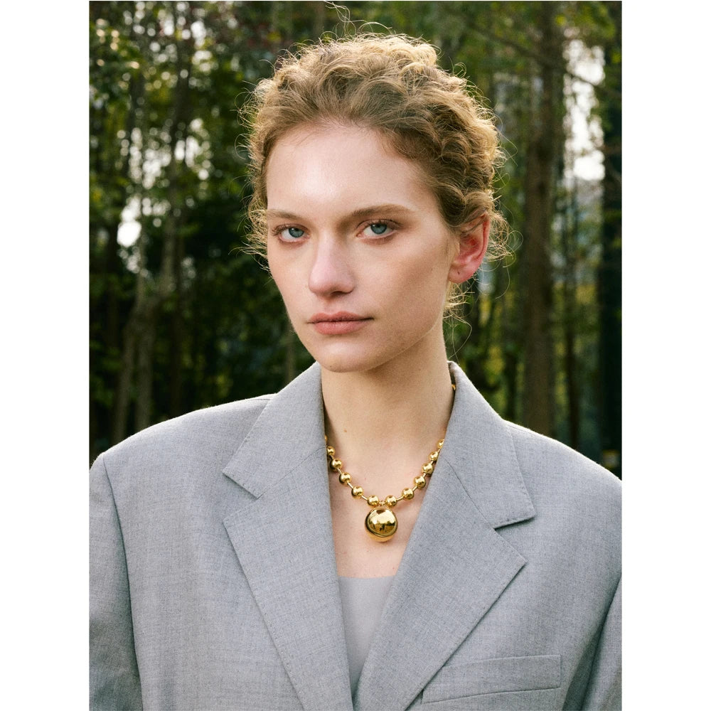 Yhpup High Quality Beads Chain Metal Heart Star Round Ball Necklace Pendant Waterproof Texture Smooth Stainless Steel Jewelry