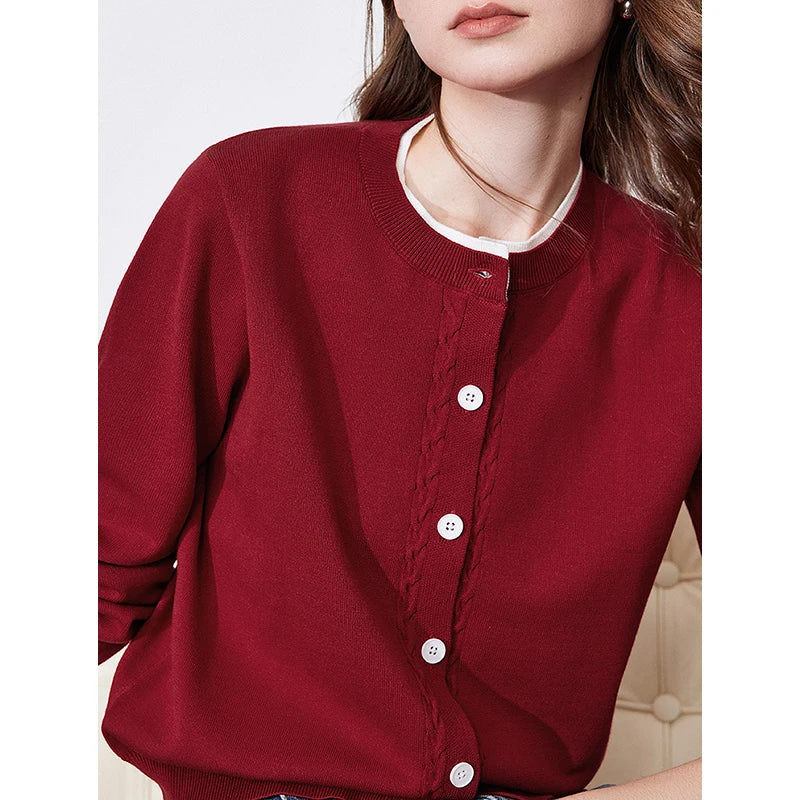 Cardigan Vermelho Bicolor com Botões