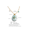 Yhpup 32mm Natural Stone Amazonite Tiger Aventurine Amethyst Drop Pendant Necklace for Women Stainless Steel France Jewelry Gift