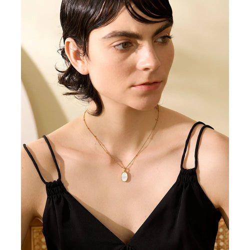 Yhpup Double-sided Natural Shell Cast Pendant Necklace Stainless Steel 18K PVD Plated Stylish Gold Color Jewelry Bijoux Femme