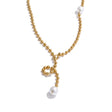Colar Feminino Redondo com Pérola em Aço Inoxidável 6