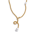Colar Feminino Redondo com Pérola em Aço Inoxidável 6 YH1971A Gold