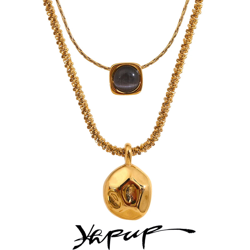 Colar Feminino de Camadas Gota em Aço 316L