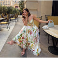Fashion Print Women Dress Floral Halter Tube Tops Sleeveless Lace Up Waist-Closed Female Dresses 2026 Spring Summer Lady Robe