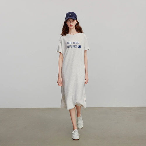 Vestido Camiseta Midi com Estampa de Letras