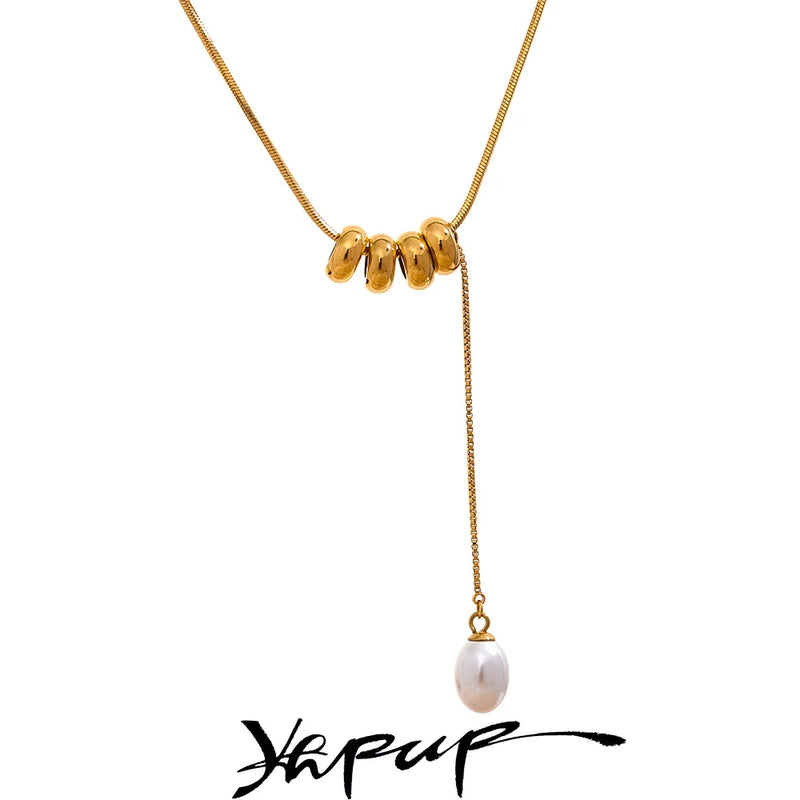 Colar Feminino Redondo com Pérola em Aço Inoxidável 5