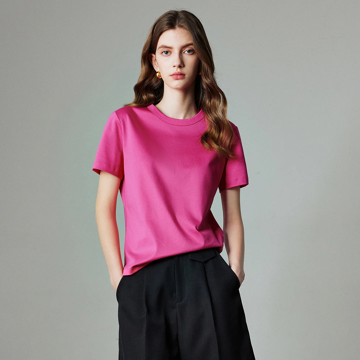 Camiseta Feminina 100% Algodão Manga Curta Lisa