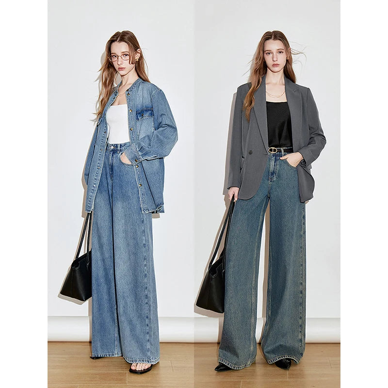 Calça Jeans Feminina Wide Leg 100% Algodão