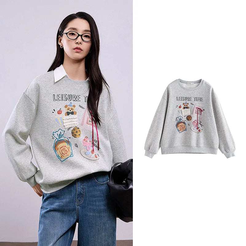 Moletom Feminino Forrado com Estampa de Bolinhas Coloridas