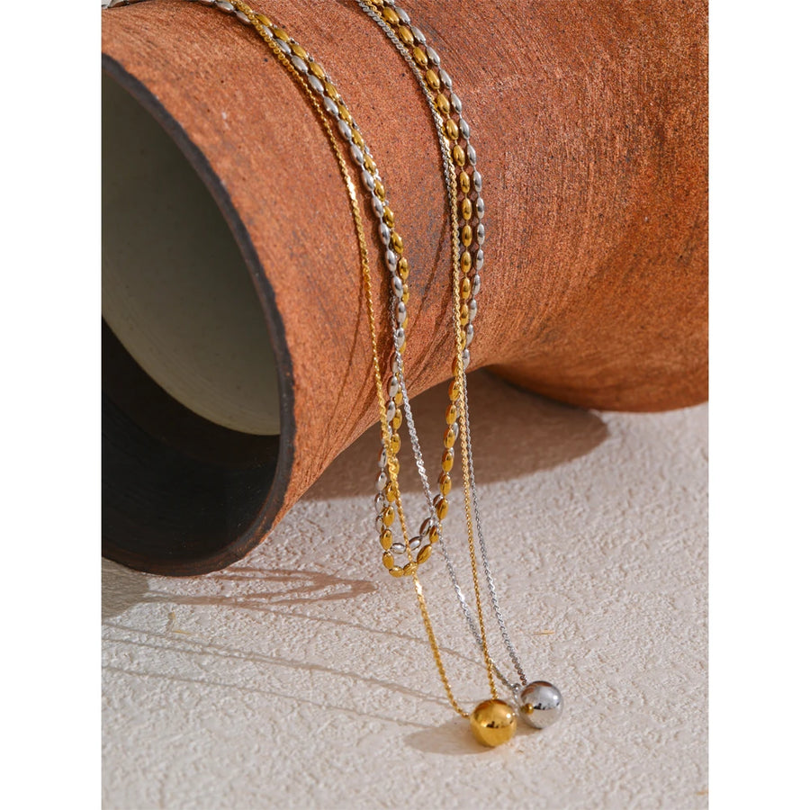 Colar de Camadas Redondo com Contas decorativas