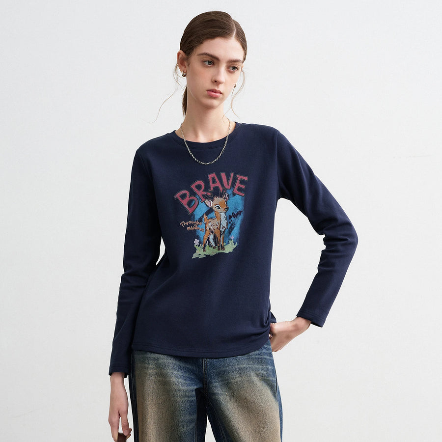 Blusa Feminina Manga Longa com Estampa Cervo