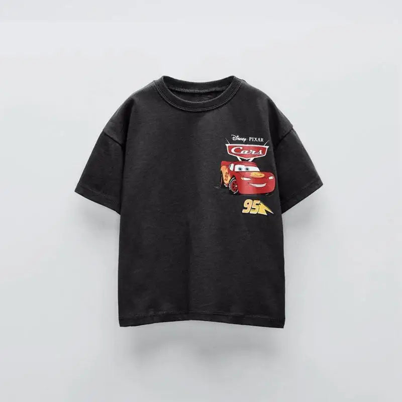 Camisa McQueen Infantil Masculina Tamanhos de 9 meses à 7 anos Preto