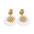 Yhpup Hot Style Metal Sun Round Acrylic Drop Dangle Light Earrings Trending Stainless Steel Charm Daily Jewelry Ear Accessories