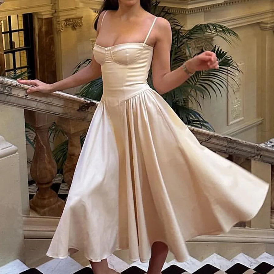 Vestido Midi Feminino Cottagecore com Corset e Babados