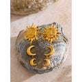 Yhpup Hot Style Stainless Steel Sun Moon Dangle Earrings for All Occasions 18K Golden Plated Trending Daily Jewelry New
