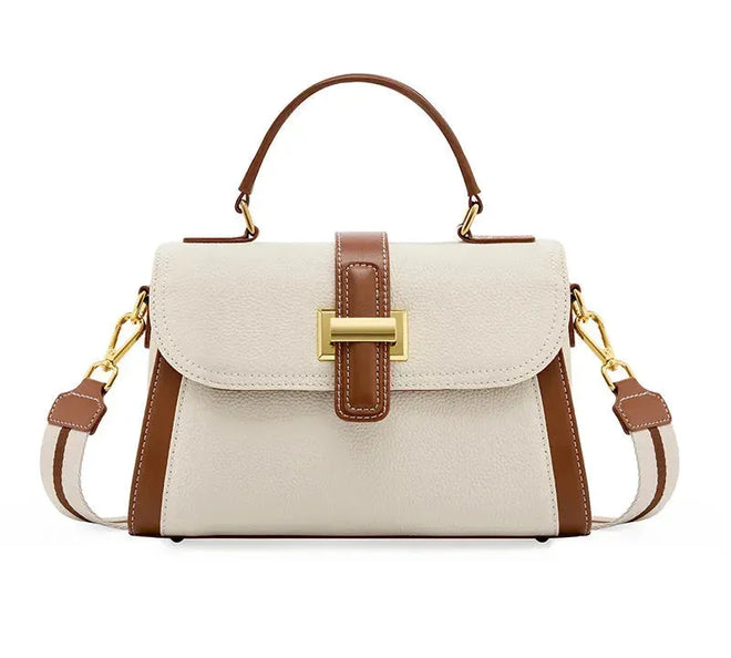 Bolsa Feminina de Couro Legítimo Pequena Quadrada Vintage para o Dia a Dia