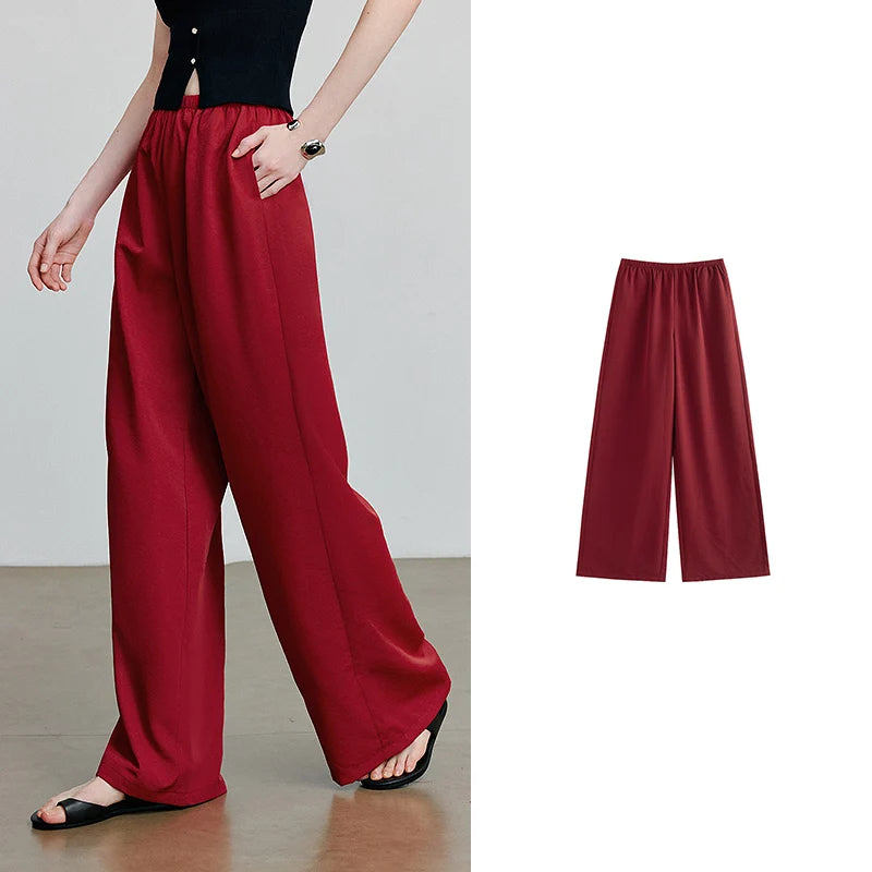 Calça Feminina Wide Leg com Cós Elástico Red
