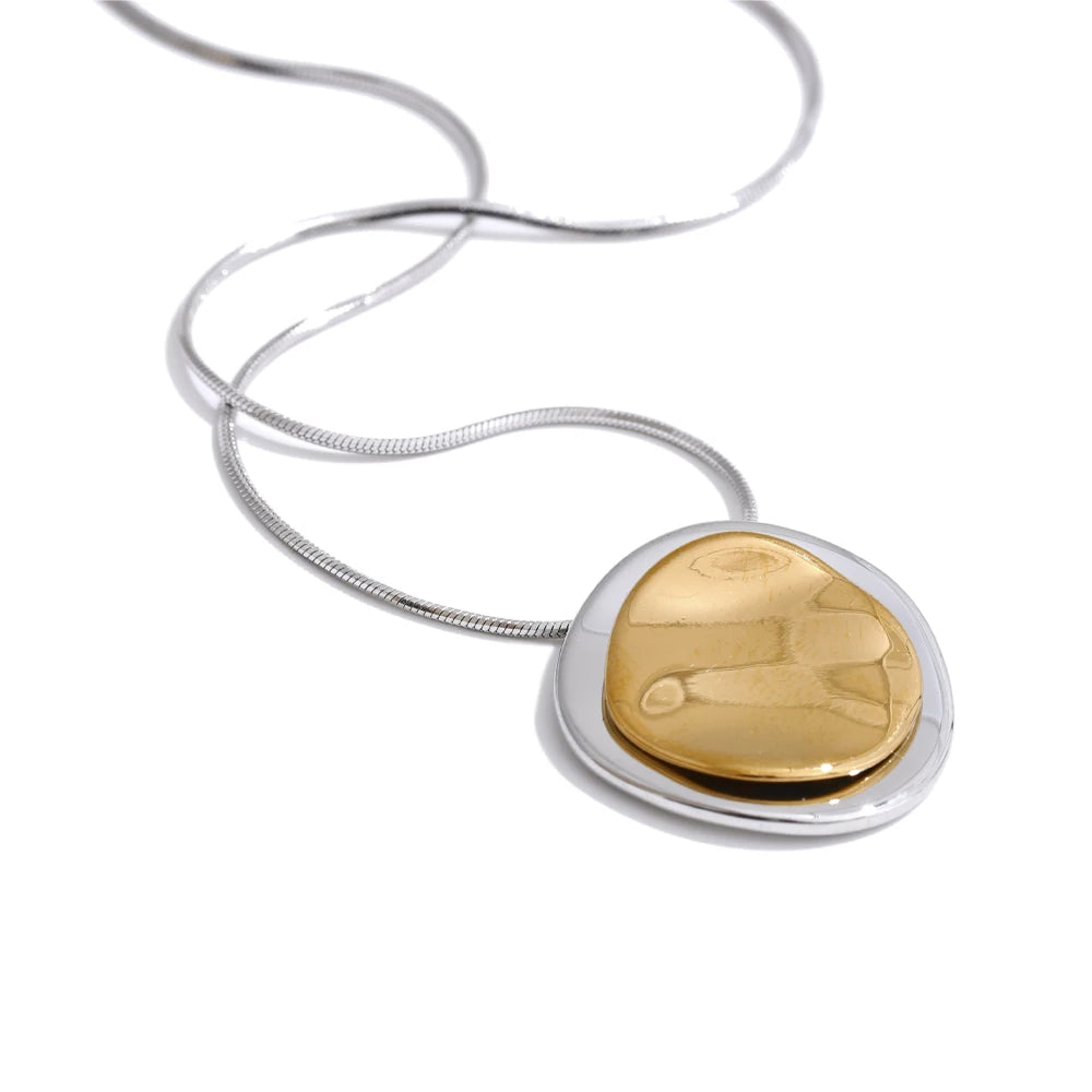 Yhpup Double Round Pendant Fashion Necklace Water Resistant Metal Stainless Steel Daily Waterproof Jewelry Recommend YH1920A Mix