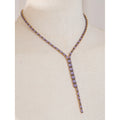 Colar Feminino Gota com Zircônias Coloridas em Aço Inoxidável