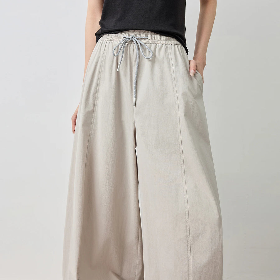 Calça Wide Leg Feminina Texturizada com Elastano