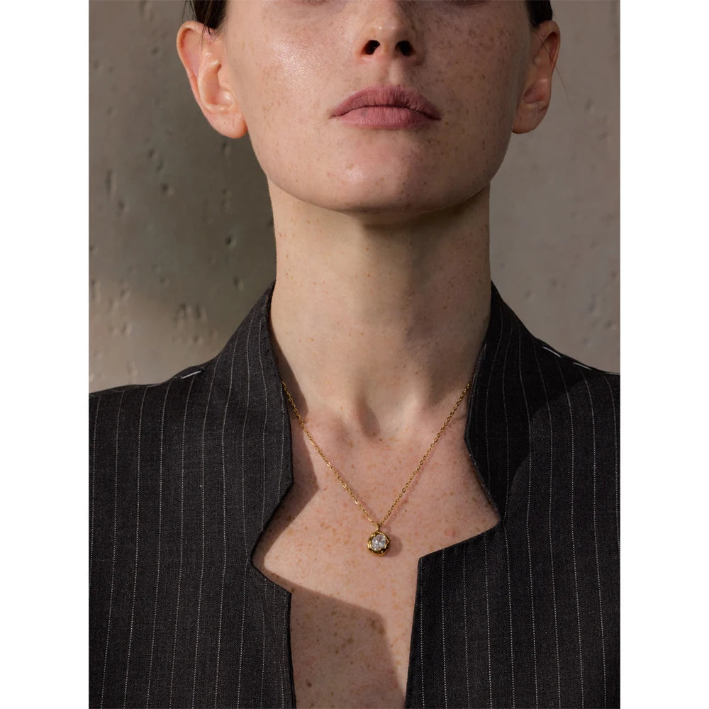 Colar Feminino Gota com Zircônia em Aço Inoxidável 6