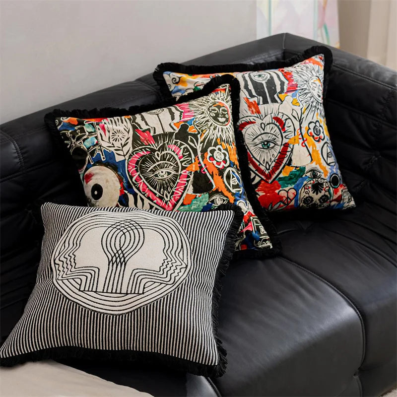 All-Seeing Eye Cosy Throw Cushion Cover Retro Boho Big Yellow Pupil Celestial Alchemy Cosmic Symbol Pillow Case Velvet Home Deco