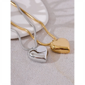 Yhpup Thicker Stainless Steel Heart Hollow Love Smooth Pendant Necklace Gold Platinum Color High Quality Neck Jewelry Women Gift
