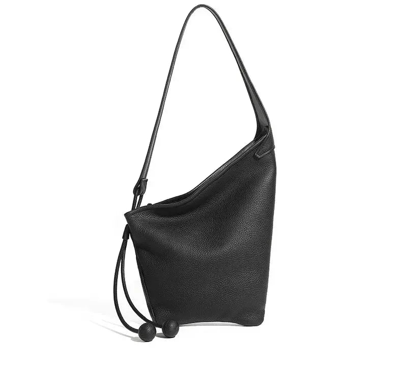 Bolsa Feminina de Couro Legítimo Vintage com Zíper e Compartimentos Internos