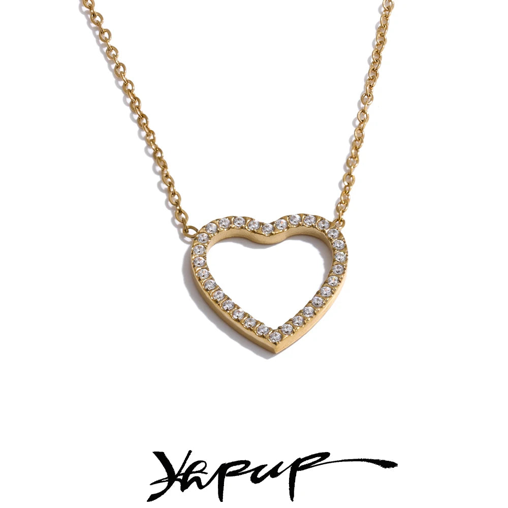 Colar Feminino Coração com Zircônia em Aço Inoxidável 4