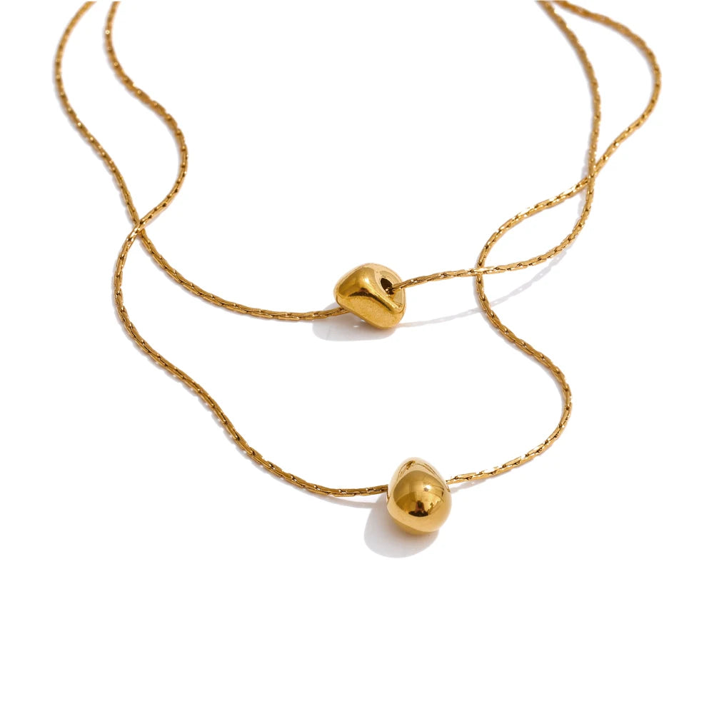 Colar Feminino de Camadas Gota em Aço 316L 3 YH1656A Gold