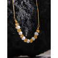Conjunto Colar e Pulseira Gota com Pérola em Aço Inoxidável