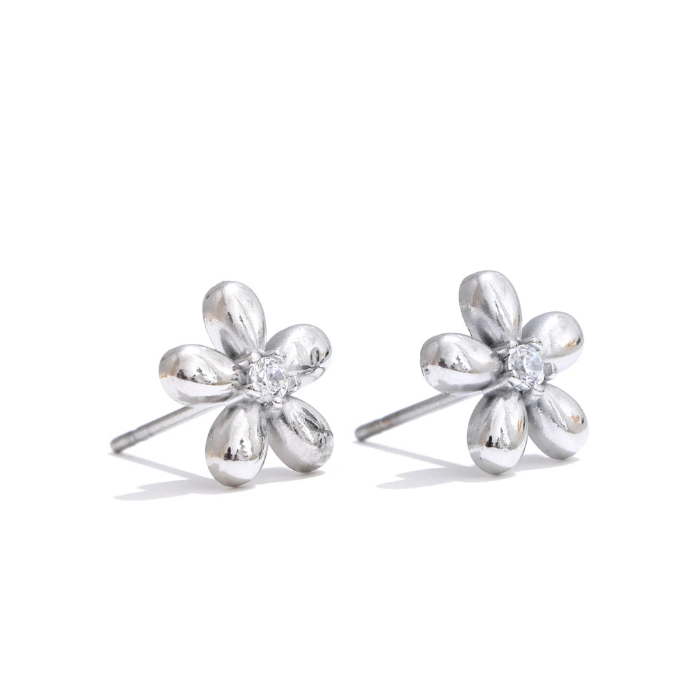 Brinco Flor com Zircônia Delicada
