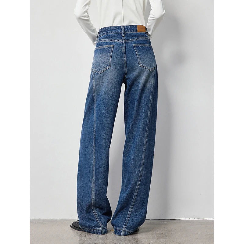 Calça Jeans Feminina Wide Leg Cintura Alta com Fenda