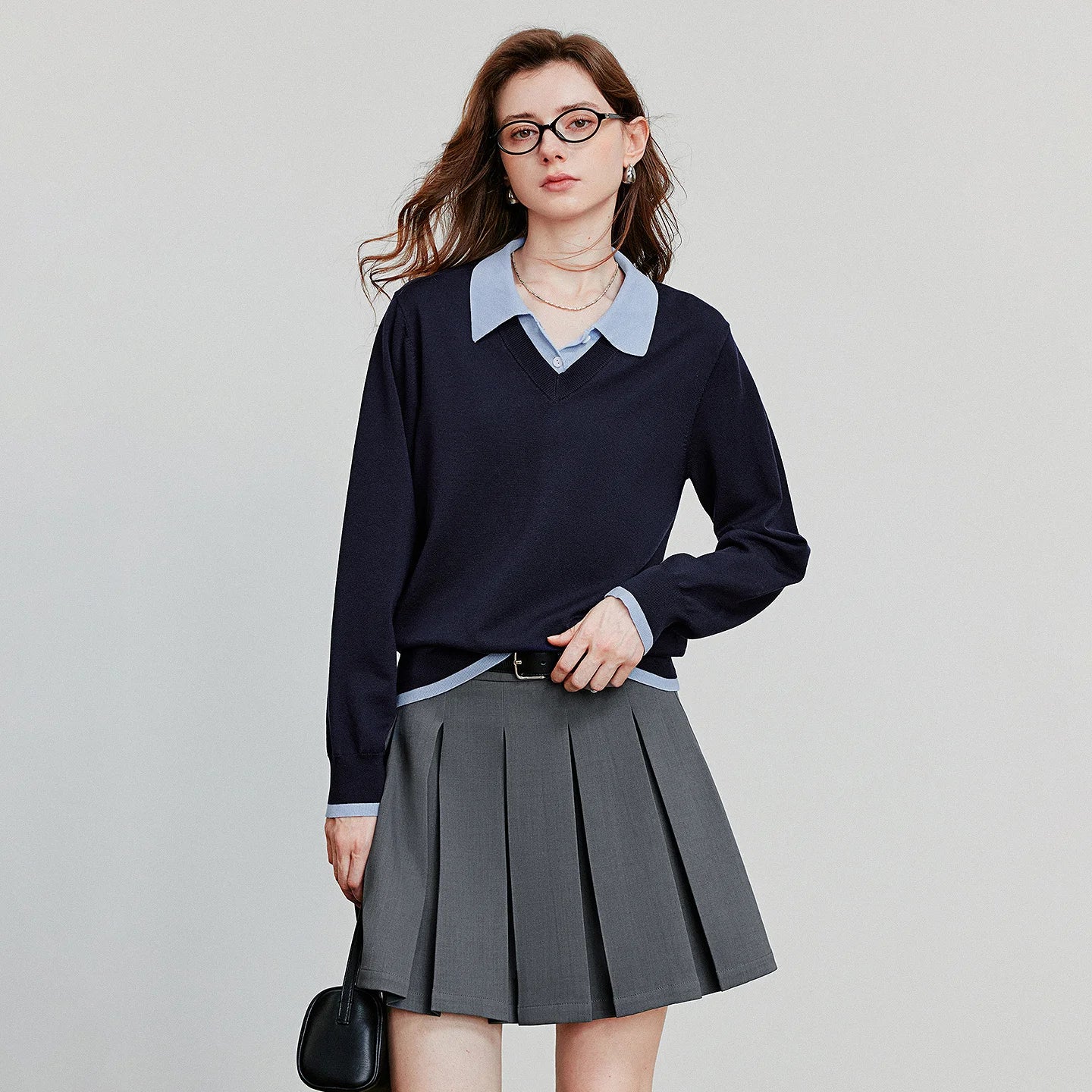 Blusa de Tricô com Liocel e Efeito Camisaria
