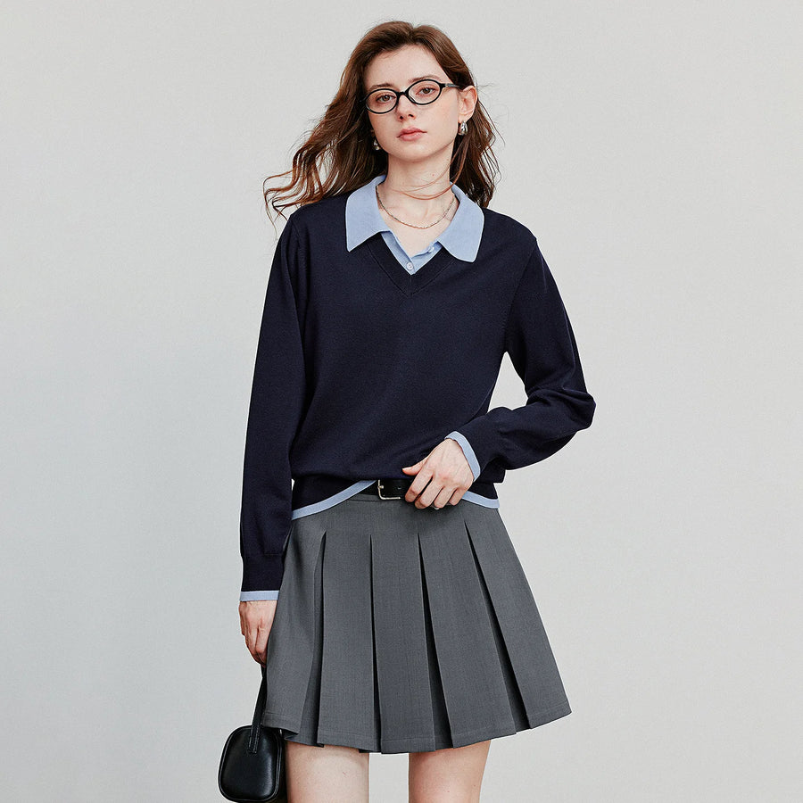 Blusa de Tricô com Liocel e Efeito Camisaria