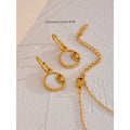 Yhpup Charm Natural Shell Star Moon Round Pendant Drop Stainless Steel Necklace Earrings Jewelry Set for Women Accessories