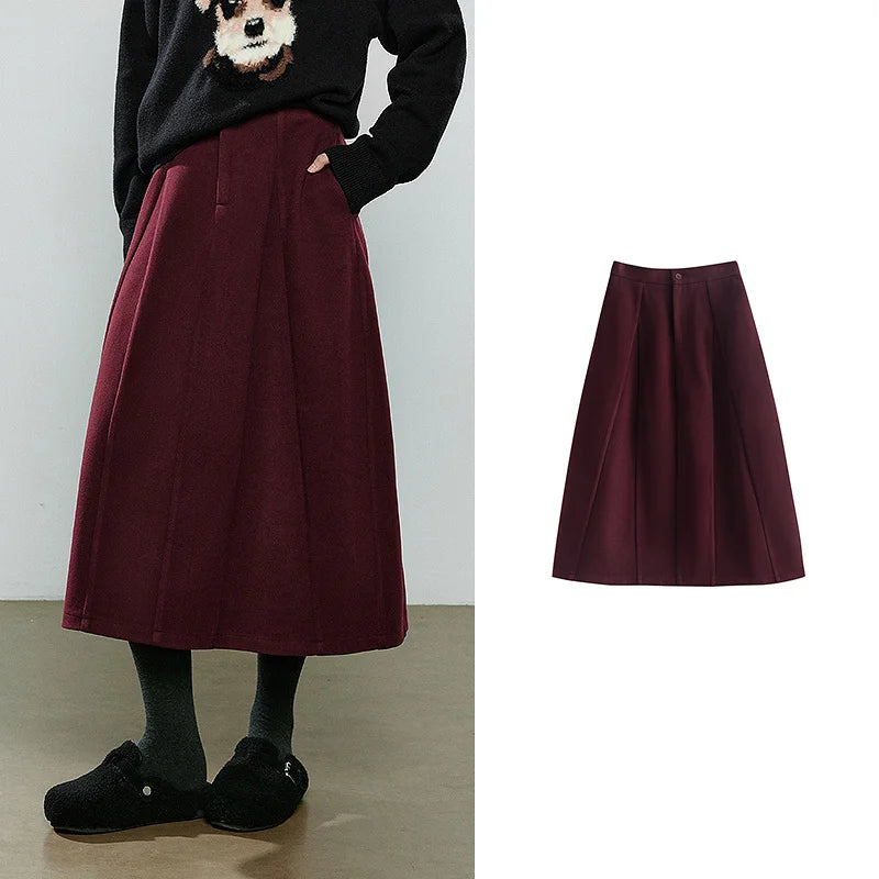 Saia Midi Feminina Assimétrica de Inverno