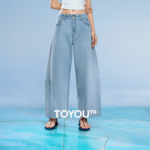 Calça Jeans Feminina Barrel Cropped Leve com Elastano