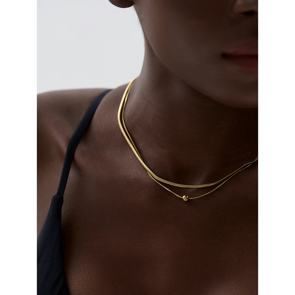 Colar Feminino de Camadas Gota em Aço Inoxidável 10