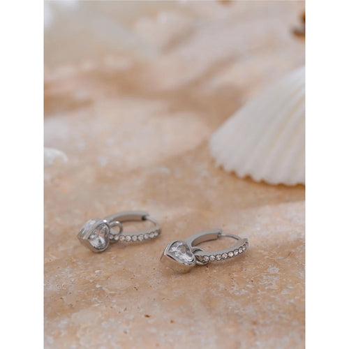 Yhpup Delicate Bling Cubic Zirconia Heart Love Drop Small Hoop Earrings for Women High Quality Exquisite Jewelry Accessory Gift
