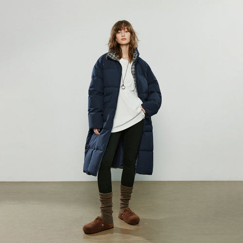 Casaco Puffer Feminino Longo 90% Plumas Extra Quente