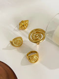 Anel Aberto Croissant e Concha com Banho Ouro 18K